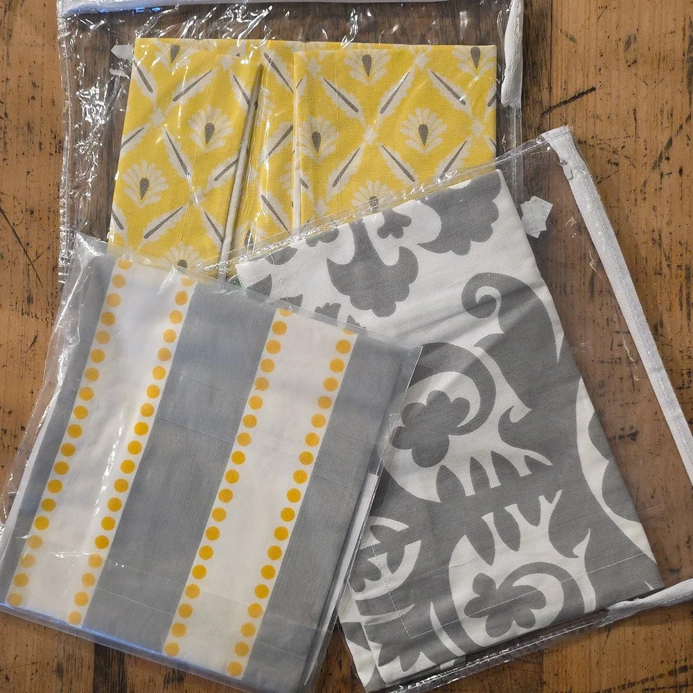 LIZ AND ROO‎ Yellow & Gray Coordinating Baby Shams-Lot Of 3